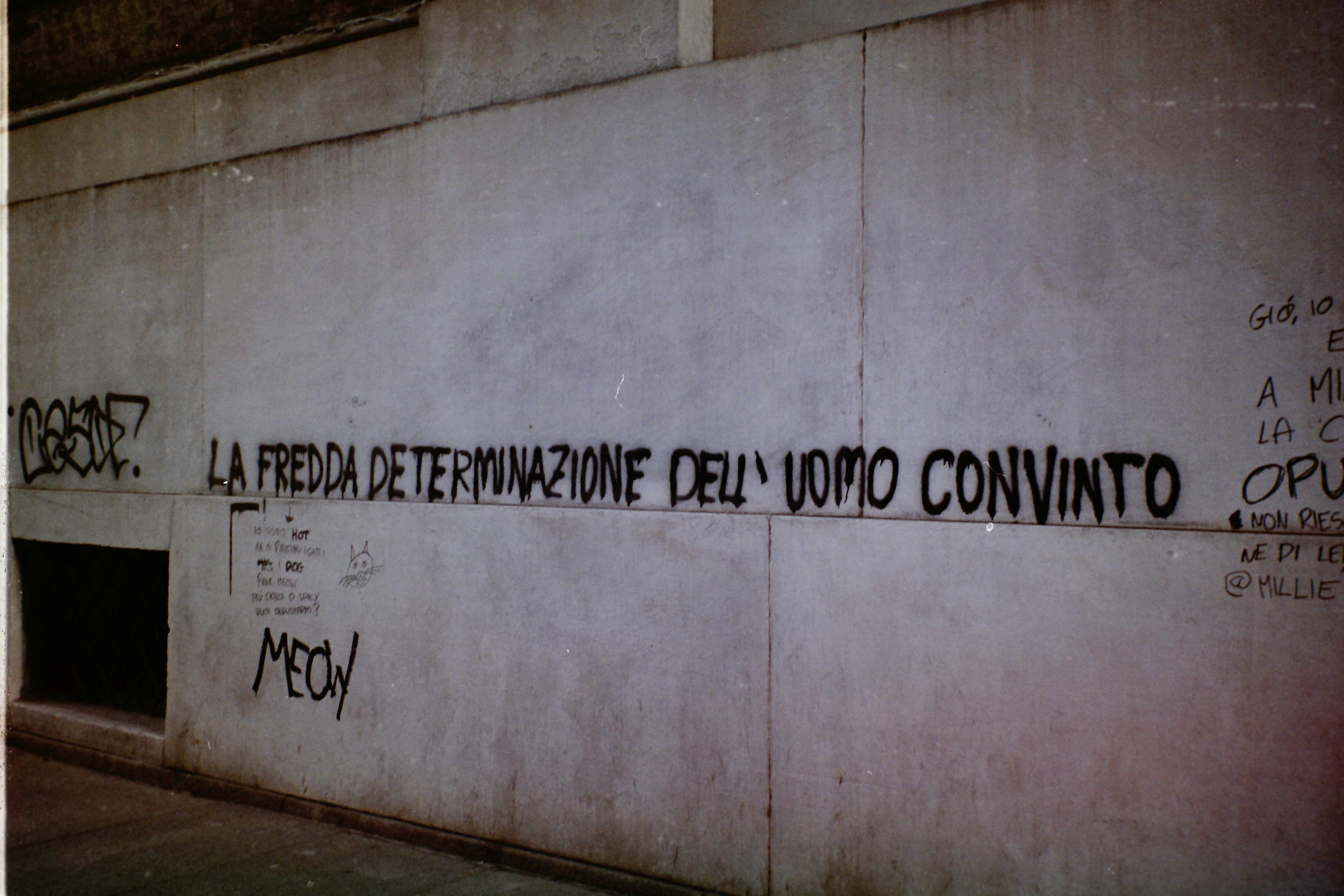 Una scritta sul muro:la fredda determinazione dell'uomo convinto